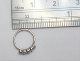 Surgical Steel 5 Cups Iridescent CZ Crystals Nose Nostril Hoop Ring 20 gauge 20g