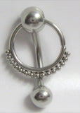 Surgical Steel Beaded Hoop Dangle VCH Vertical Clitoral Clit Hood Post 14g