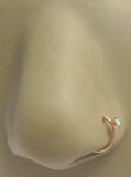 14k Rose Gold Plating White Opal Seamless Nose Hoop Ring 20 gauge 20g 8 mm