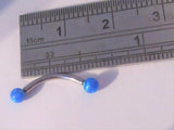 Surgical Steel Blue Opal Balls VCH Clit Hood Piercing Ring Barbell 16 gauge 16g