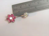 Pink Flower Iridescent Crystal Ball VCH Clitoral Clit Hood Ring 14 gauge 14g