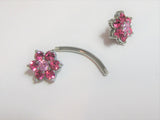 Surgical Steel Pink Crystal CZ Flower Nipple Curved Barbell Ring Jewelry 14g