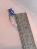 Blue Flower Iridescent Crystal Ball VCH Clitoral Clit Hood Ring 14 gauge 14g