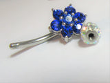 Blue Flower Iridescent Crystal Ball VCH Clitoral Clit Hood Ring 14 gauge 14g
