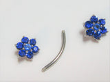 Surgical Steel Blue Crystal CZ Flower Nipple Curved Barbell Ring Jewelry 14g