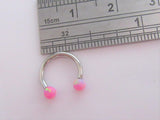 Surgical Steel Pink Opal Hoop Ring Horseshoe Piercing 16 gauge