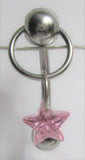 Surgical Steel Pink Star Hoop Dangle VCH Vertical Clitoral Clit Hood 14g