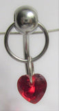 Surgical Steel Red Heart Hoop Dangle VCH Vertical Clitoral Clit Hood 14g