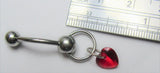 Surgical Steel Red Heart Hoop Dangle VCH Vertical Clitoral Clit Hood 14g