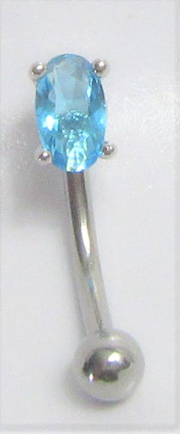 Surgical Steel Small Aqua Blue Oval Crystal VCH Hood Clit Ring Bar 16 gauge 16g - I Love My Piercings!