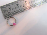 Surgical Steel Pink Opal Ball Solitaire Hoop Ring 16 gauge 16g 8mm Diameter