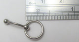 Pink Gem Hoop Vertical VCH Clitoral Clit Hood Piercing Ring Curved Post 16G