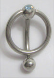 Blue Gem Hoop Vertical VCH Clitoral Clit Hood Piercing Ring Curved Post 16G