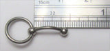 Blue Gem Hoop Vertical VCH Clitoral Clit Hood Piercing Ring Curved Post 16G
