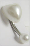 White Faux Pearl Heart Curved Barbell VCH Clit Clitoral Hood Ring 14 gauge 14g