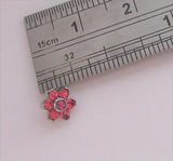 Micro Dermal Anchor Dark Pink Gem Flower Top 14 gauge