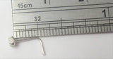 Sterling Silver 2.5mm White Opal Nose Ring Pin L Shape Bent Stud Post 22 gauge 22g