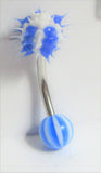Blue Koosh Soft Ball VCH Clit Hood Female Genital Piercing Jewelry 14 gauge