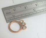 18K Rose Gold Plated 8 mm Triple Crystal Hinged Seamless Cartilage Daith Hoop 16 gauge