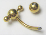 Gold Titanium Rolling Balls Curved Barbell Bar VCH Jewelry Clit Hood Ring 14 gauge 14g
