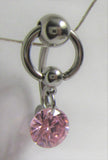 Pink Faceted Gem Hoop Dangle Barbell VCH Clitoral Clit Hood Bar Ring 14G - I Love My Piercings!