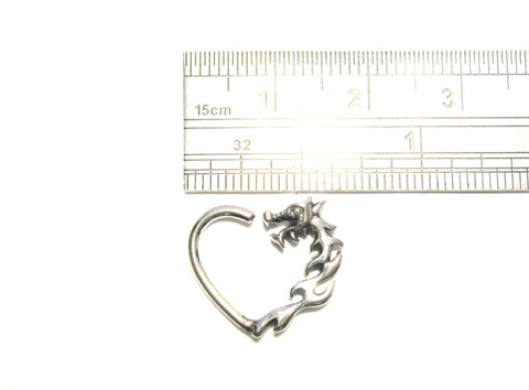 Surgical Steel Fire Dragon Ear Cartilage Heart Hoop Ring 16 gauge 16g - I Love My Piercings!