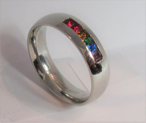 Size 10 Stainless Surgical Steel Mosaic Ring  / 6mm Width
