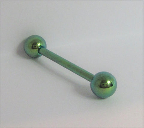 Green Titanium Straight Barbell 14 gauge 5/8 inch long