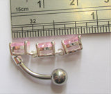Surgical Steel VCH Vertical Clitoral Jewelry Hood Christina Oval Pink Crystal Barbell 14 gauge 14g