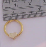 18k Gold over Surgical Steel Seamless Heart Dangle Hoop Septum, Daith, Helix 16 gauge