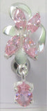 Surgical Steel VCH Jewelry Hood Christina Crystal Gem Oval Drop Flower Dangle Barbell 14 gauge 14g
