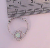 Surgical Steel White Opal Hoop Septum, Daith, Helix 16 gauge