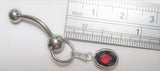 Red Crystal Dangle VCH Vertical Clitoral Clit Hood Bar Post Ring 14g