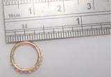 14K Yellow Gold Seamless Beaded White Opal Line Small Belly Hoop 16 gauge 16G