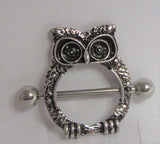 Surgical Steel Owl Nipple Ring 14 gauge 14g - I Love My Piercings!