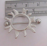 Surgical Steel Sun Burst Nipple Hoop Shield Barbell Ring 14 gauge 14g - I Love My Piercings!