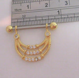 18k Gold Plated Triple Loop Crystal Drop Nipple Hoop Shield Barbell 14 gauge - I Love My Piercings!