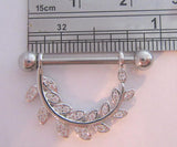 Surgical Steel Crystal Vine Loop Nipple Hoop Shield Barbell 14 gauge 14g - I Love My Piercings!