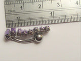 Surgical Steel Barbell Purple Crystal Dangle VCH Jewelry Clit Hood Ring 14 gauge