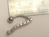 Surgical Steel Barbell Clear Crystal Dangle VCH Jewelry Clit Hood Ring 14 gauge