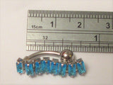 Surgical Steel Barbell Aqua Crystal Dangle VCH Jewelry Clit Hood Ring 14 gauge