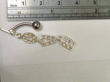 Surgical Steel and Sterling Silver LOVE Crystal Dangle VCH Jewelry Clit Hood Ring 14 gauge
