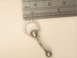 Clear 10 Stone Crystal Hoop Dangle Barbell VCH Clit Clitoral Hood Ring 14 gauge