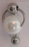 White Pearl Pressure Ball Dangle Barbell VCH Clit Clitoral Hood Ring 14 gauge - I Love My Piercings!