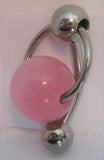 Pink Cats Eye Pressure Ball Dangle Barbell VCH Clit Clitoral Hood Ring 14 gauge - I Love My Piercings!