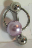 Mauve Purple Pearl Ball Dangle Barbell VCH Clit Clitoral Hood Ring 14 gauge - I Love My Piercings!