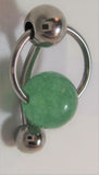 Green Jade Pressure Ball Dangle Barbell VCH Clit Clitoral Hood Ring 14 gauge - I Love My Piercings!