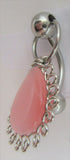 Peruvian Pink Soap Stone Dangle Barbell VCH Clit Clitoral Hood Ring 14 gauge 14g - I Love My Piercings!