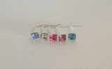 5 Pc Sterling Silver Square Gem Crystal Nose Studs L Shape Pins Rings 22 gauge - I Love My Piercings!