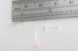 3 Pc Sterling Silver Heart CZ Crystal Nose Studs L Shape Pins Rings 22 gauge 22